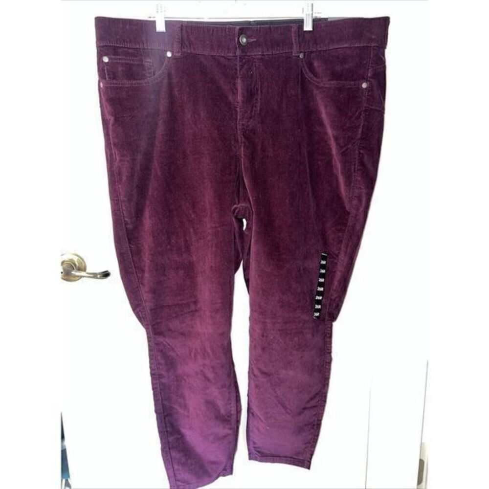 Torrid Bombshell Skinny Pants Women's 26R Purple Corduroy Stretch Waistband-New - Picture 2 of 11